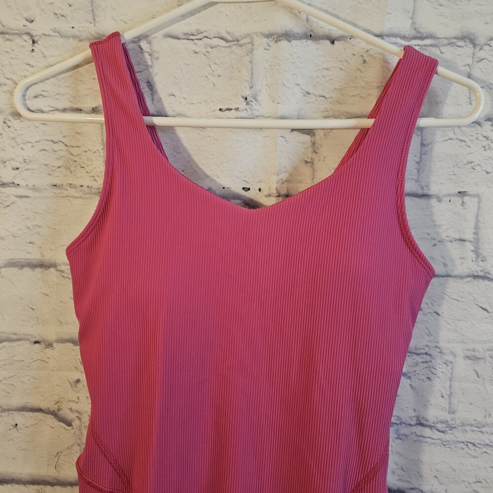 Rae Mode Ribbed Pink Tight Fit Jumpsuit Size Medium W/ Built In Bra - Picture 2 of 6